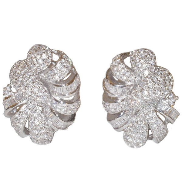 Audrey Sterling Silver Simulated Diamond Swirl Earrings