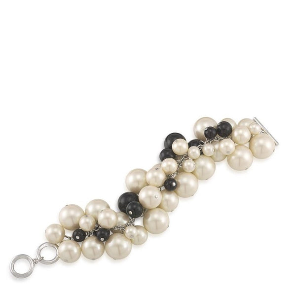 Carolee - A Pearl Affair Black White Cluster Bracelet