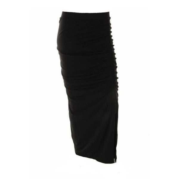 DKNY City Icons Ruched Side Slit Maxi Skirt lavish ruching shapes the curve-hugging silhouette of an elegant maxi skirt eased with a high slit at one side
