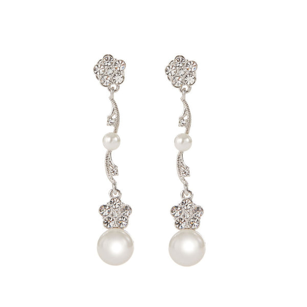 NADRI Crystal Flower Pearl Drop Earrings