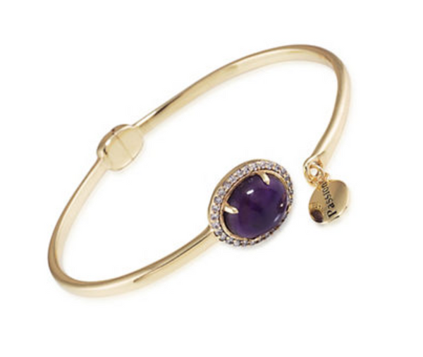 CAROLEE Purple Chalcedony Hinged Bangle Bracelet