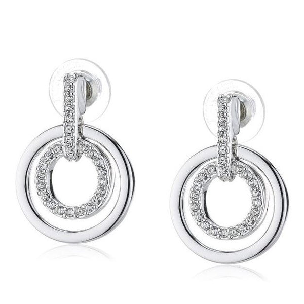 Swarovski Double Circle Rhodium Pave Earrings