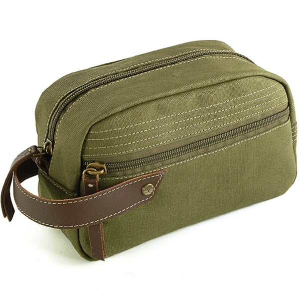 Timberland Olive Green Canvas Travel Kit Carry Strap View