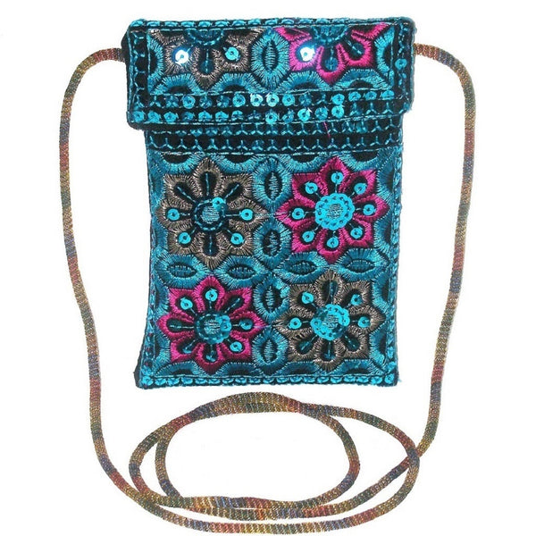 Urban Bohemia Blue Sequin Carryall Pouch Front Look