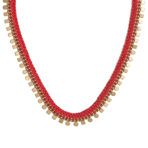 Madewell Red Braided Geo Chain Necklace Rusted Clay