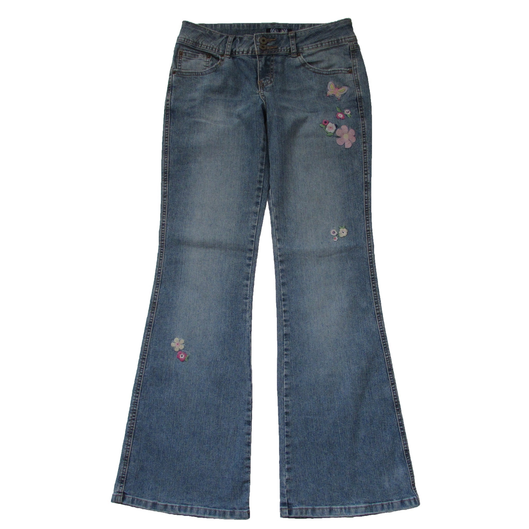 Angels Flared Embroidered Butterfly Jeans