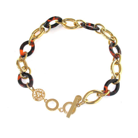 Anne Klein Tortoise Shell and Gold Tone Link Collar Necklace