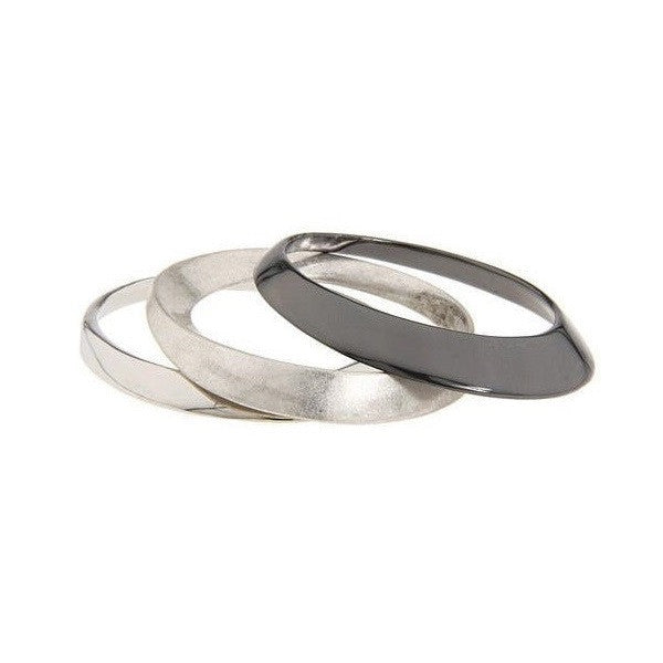 BCBGeneration Silver Tone 3 Piece Bangle Set separated view