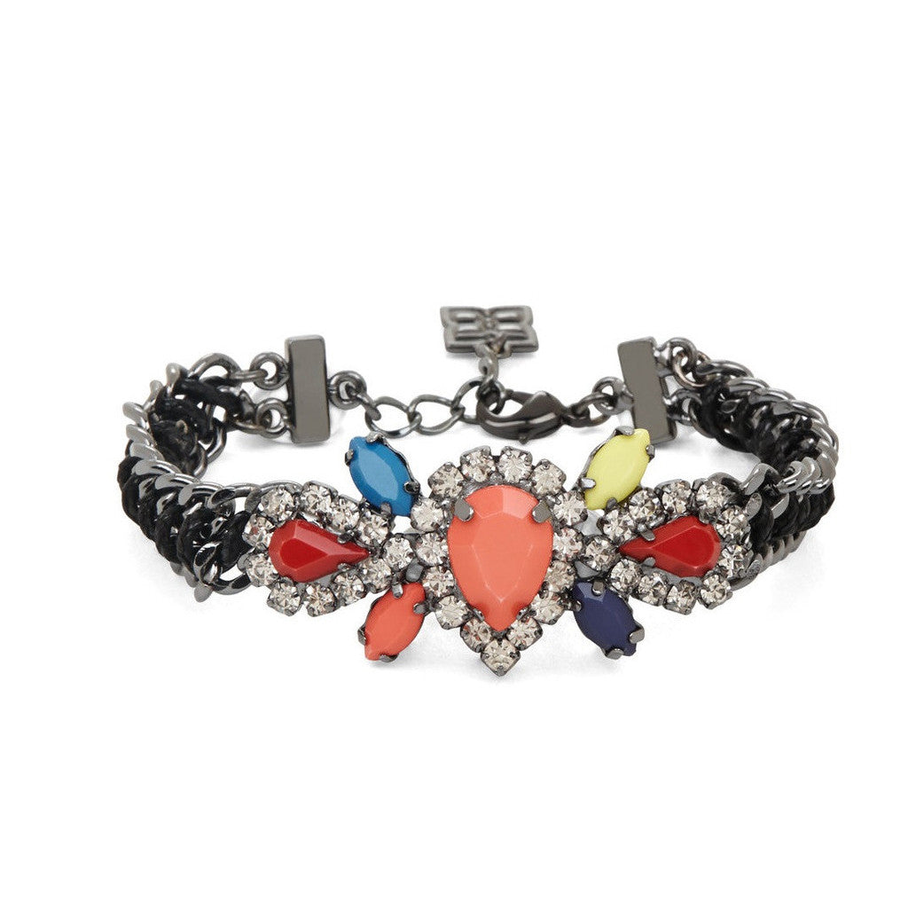 BCBGMAXAZRIA Boho Tribal Jeweled Woven Chain Bracelet