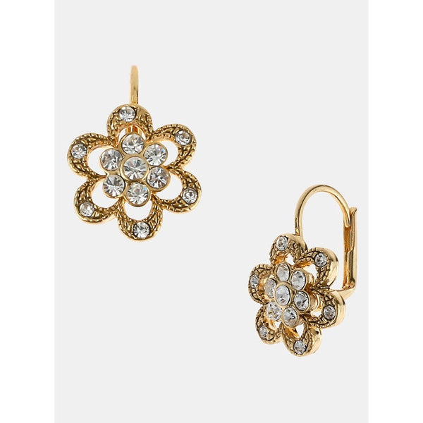 Betsey Johnson Floral Crystal Pave Earrings