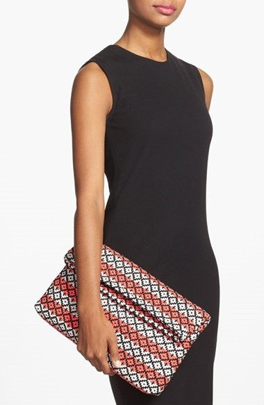 Vince Camuto Diamond Weave Leather Clutch
