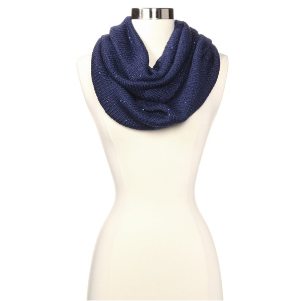 Calvin Klein Navy Sequined Infinity Scarf