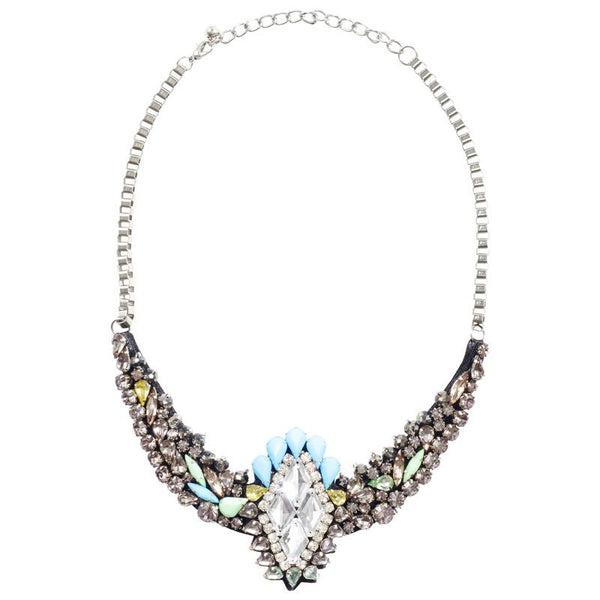 Cara Accessories Crystal Marquise Necklace in Sky Color