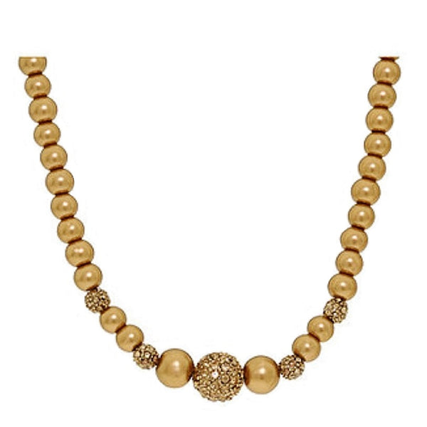 Carolee Gold Pearl and Pave Ball Necklace