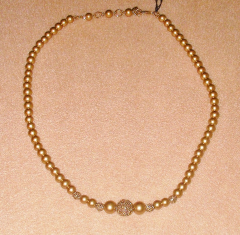 Carolee Gold Pearl and Pave Ball Necklace