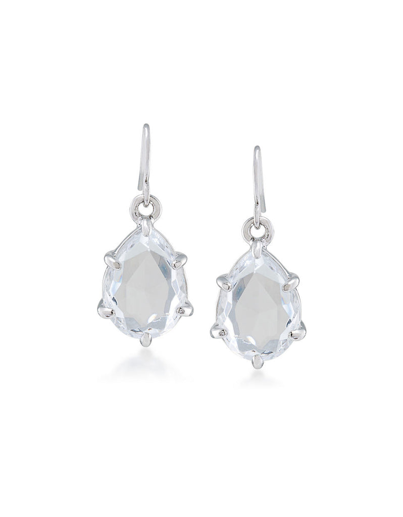 CAROLEE Clear Drop Silver Tone Pierced Earring