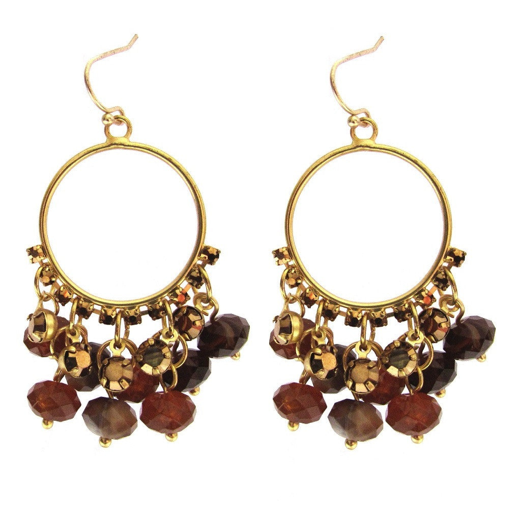 Charter Club Amber Brown Bead Hoop Earrings