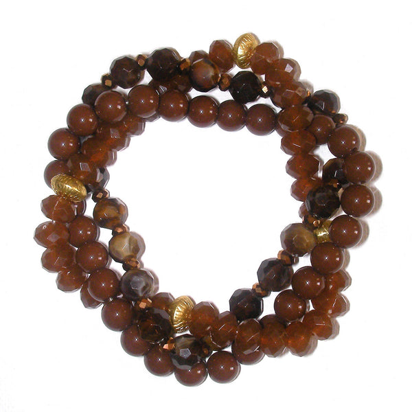 Charter Club Multiple Row Twisted Bead Bracelet - Amber Brown