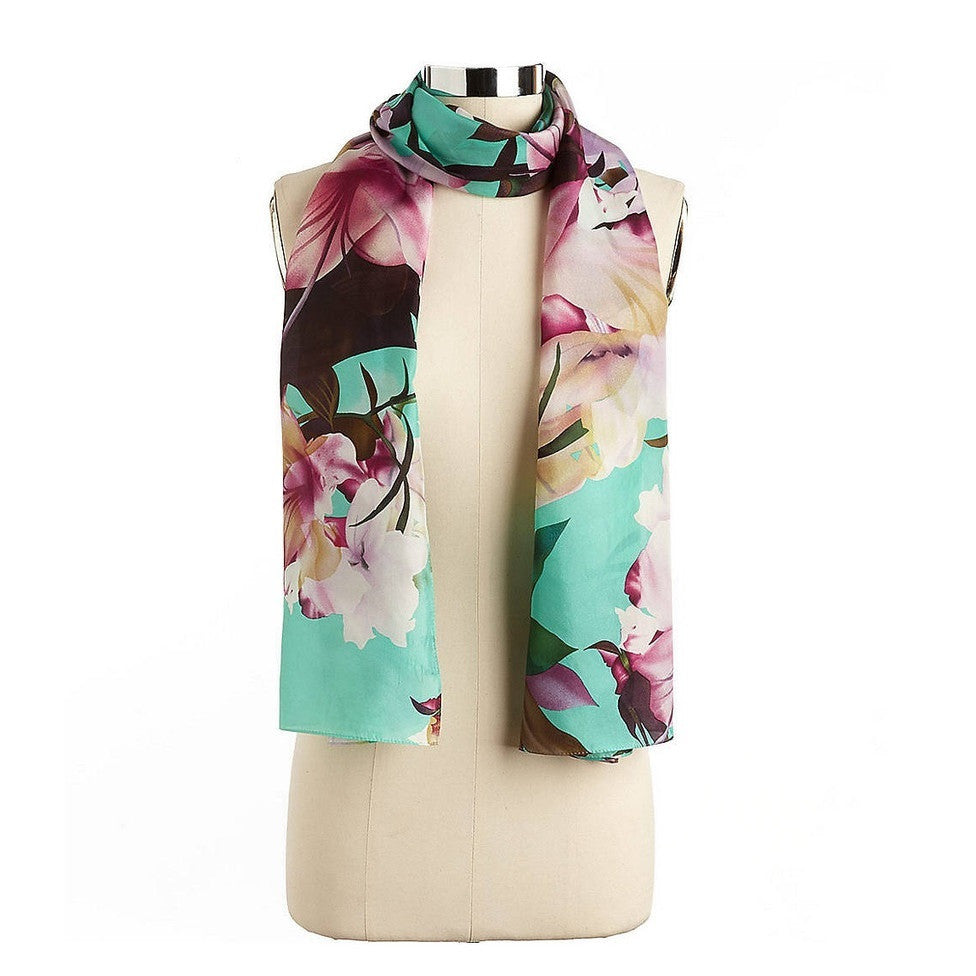 Echo Mint Green Floral Silk Scarf