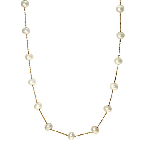 Effy White 14kt Gold Freshwater Pearl Necklace Add a touch of classic glam to your look