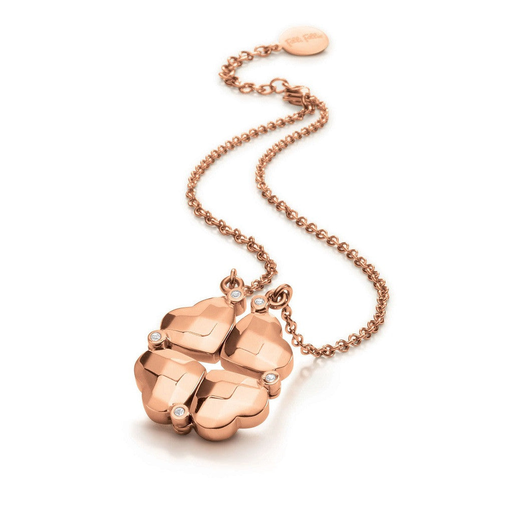 Folli Follie Rose Gold Heart 4 Heart Necklace