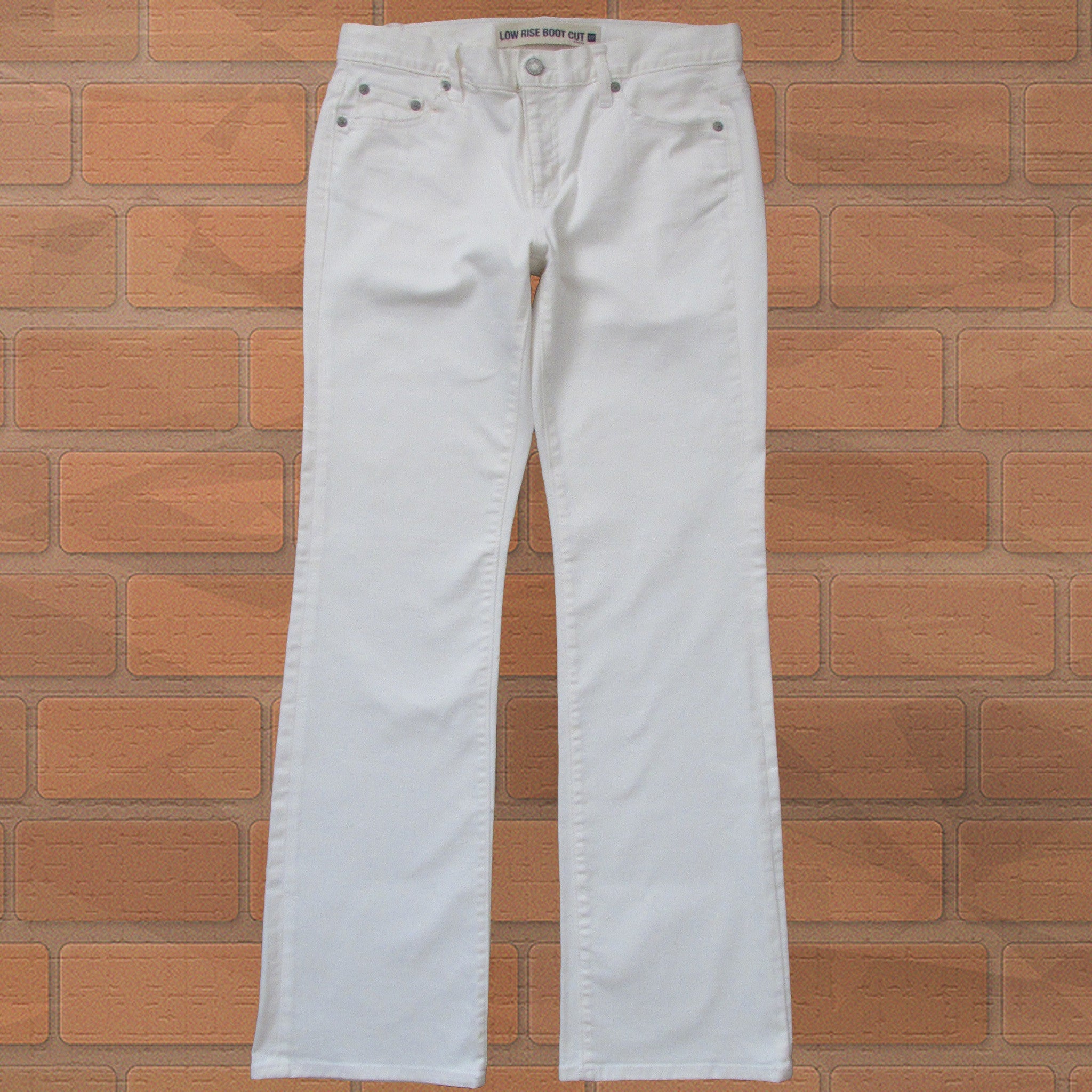 GAP Low Rise Boot Cut White Jeans Front Straight View