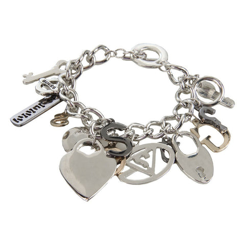 Guess Multi Hearts Rhinestone Logo Charm Bracelet