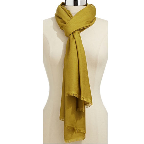 Lord & Taylor Wool Silk Blend Gold Chartreuse Shawl