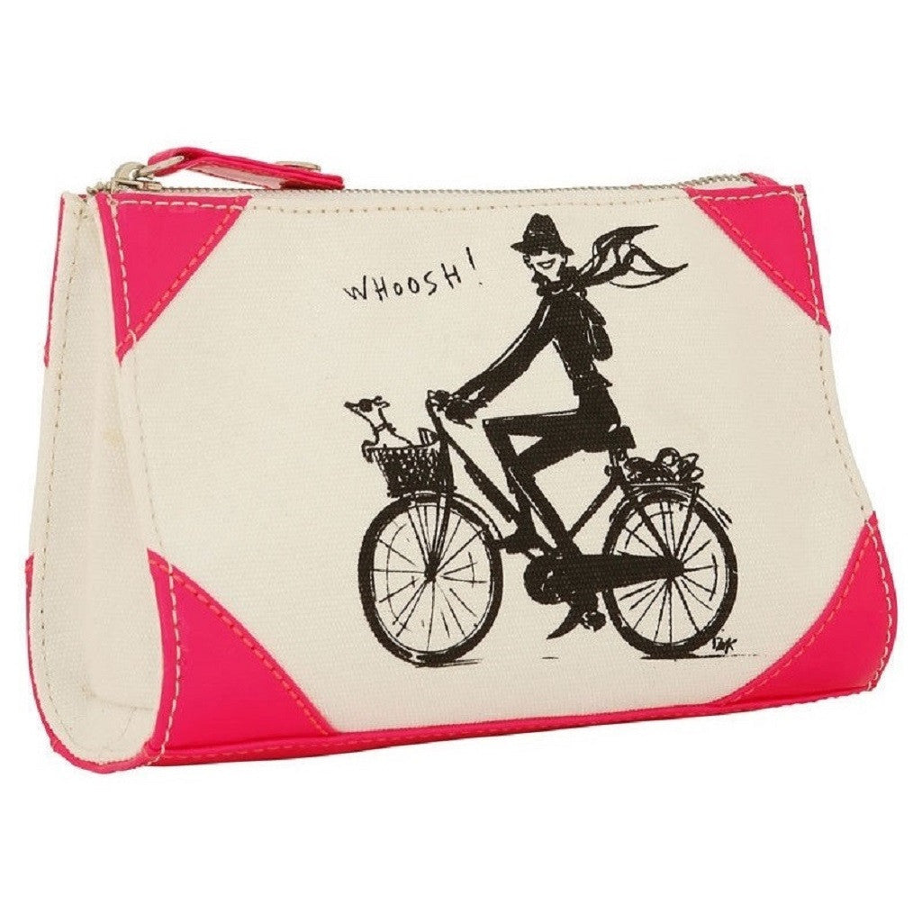 Izak Zenou Neon Pink Canvas Cosmetic Bag Side View