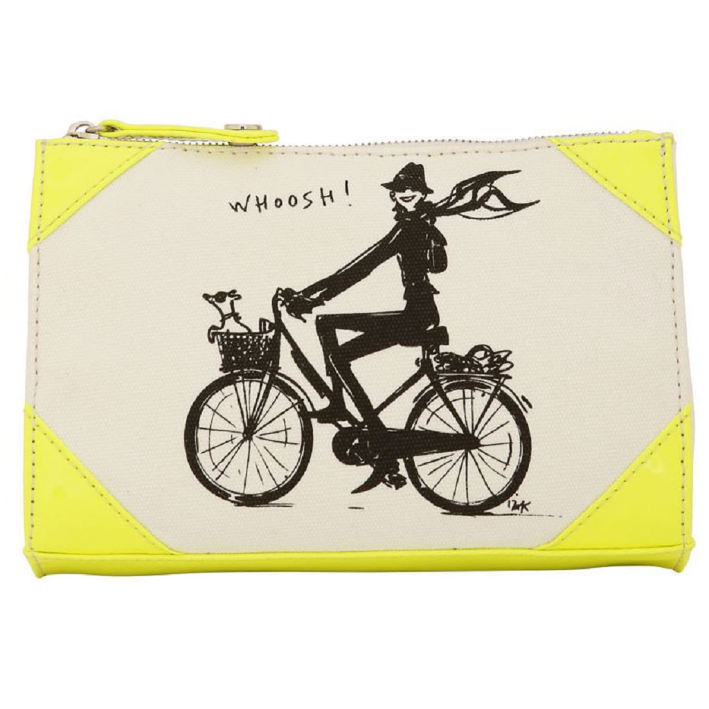 Izak Zenou Neon Yellow Canvas Cosmetic Bag