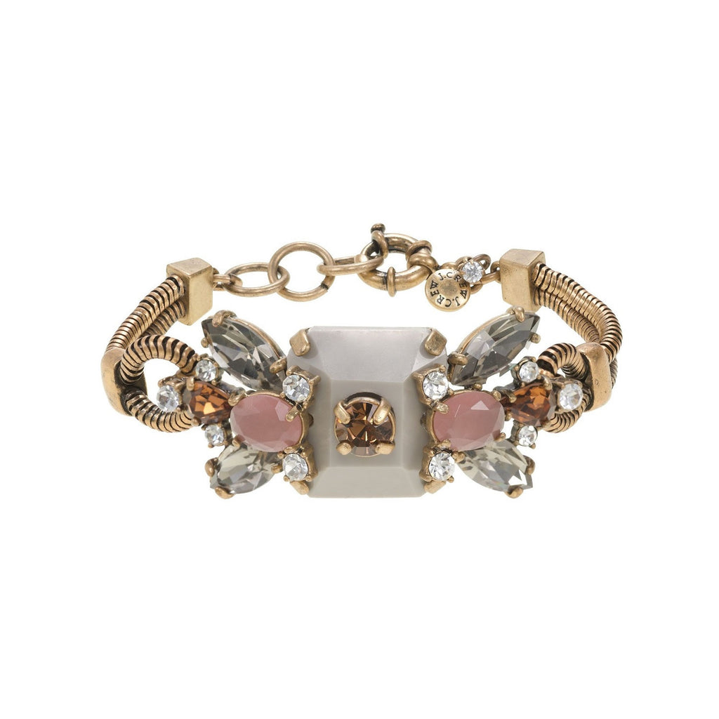 J.Crew Gold Crystal and Stone Row Bracelet