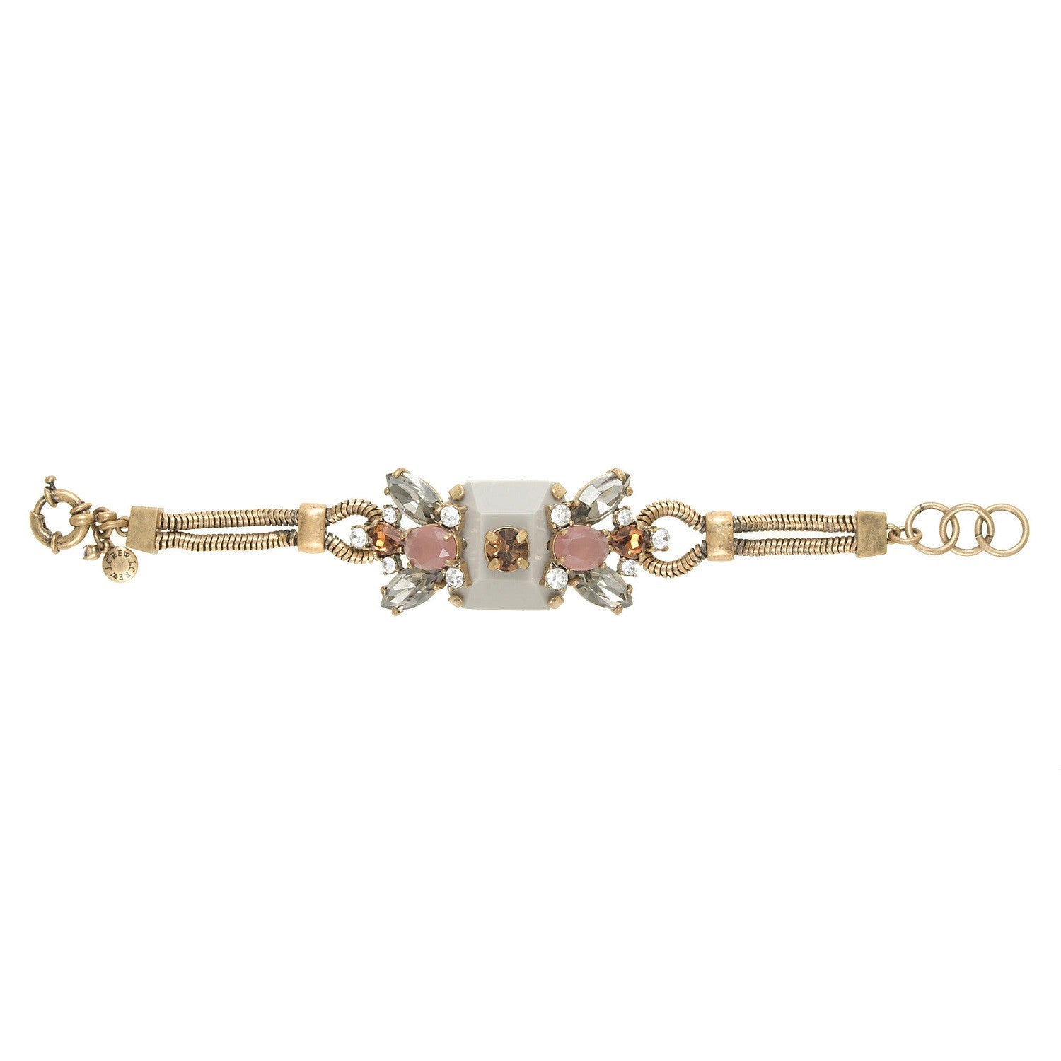 J.Crew Gold Crystal and Stone Row Bracelet Stretched View