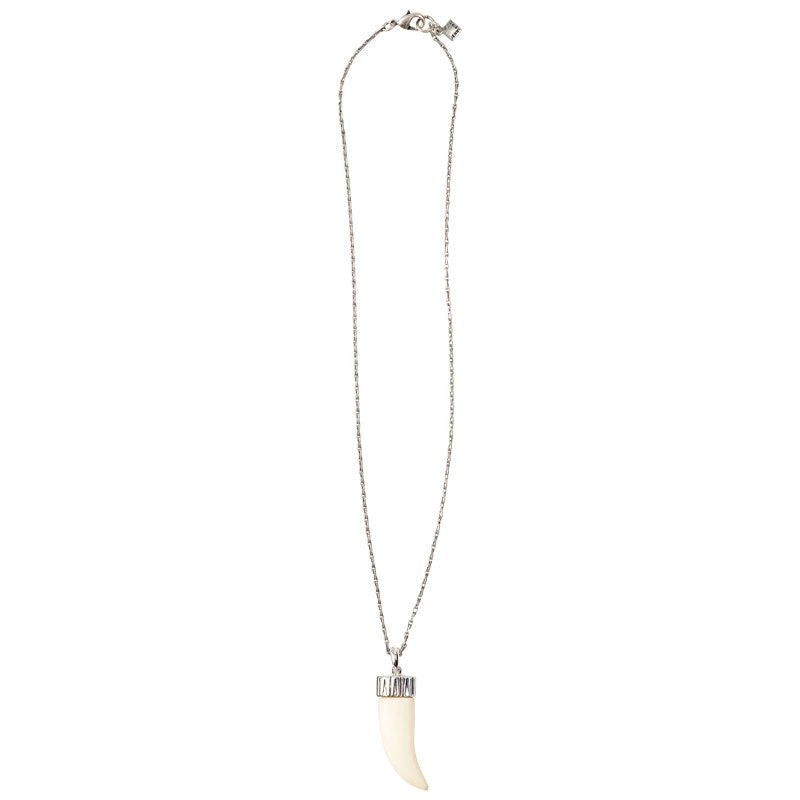 Sterling Silver Dipped Barley Chain with Ivory Lucite Tusk