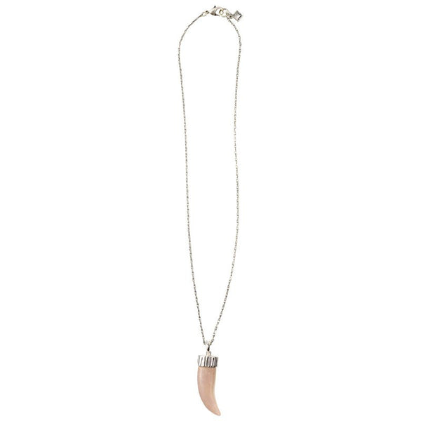 Jenny Bird Taupe Tusk Necklace with Barley Sterling Silver Plated Chain