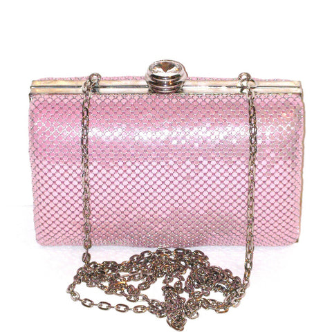 Jessica McClintock Pink Mesh Box Clutch brings understated glam to a classic box clutch furnished with a dainty drop-in chain strap