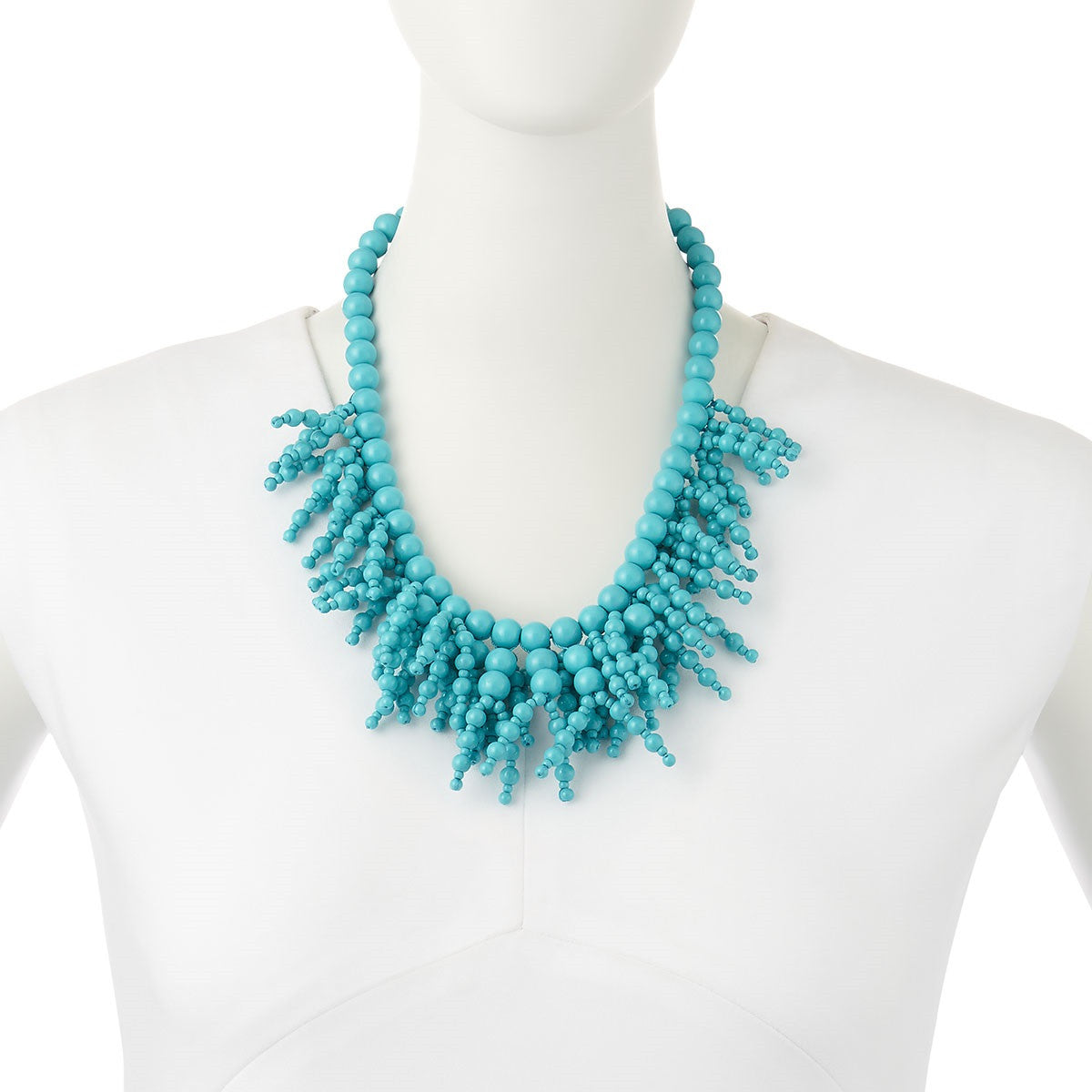 Kate Spade Turquoise Fringe Bead Necklace on Mannequin