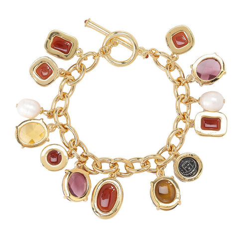 Lauren by Ralph Lauren Semi Precious Gold Plated Charm Bracelet