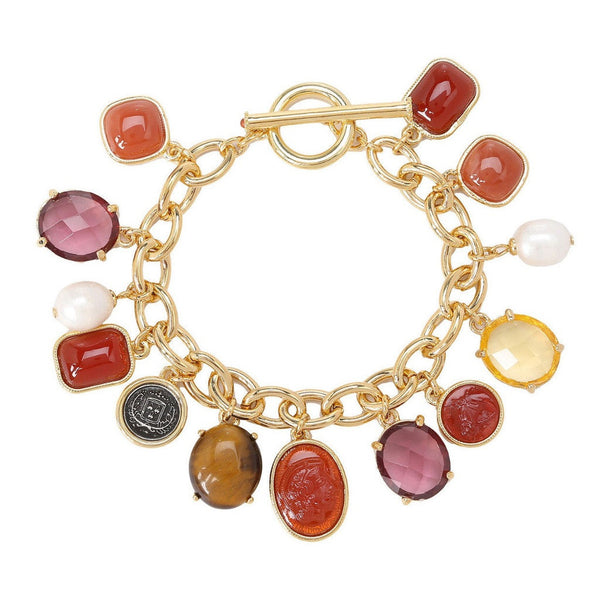 Lauren by Ralph Lauren Semi Precious Gold Plated Charm Bracelet