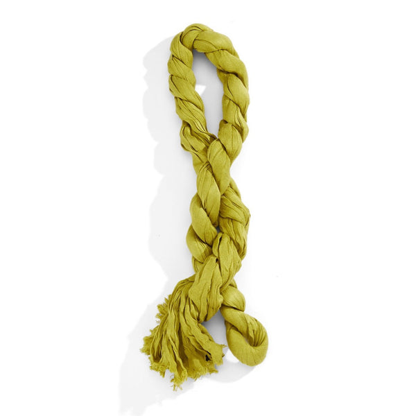 Lord & Taylor Chartreuse Crinkle faux pashmina scarf with frayed ends is just the right accessory to welcome spring.