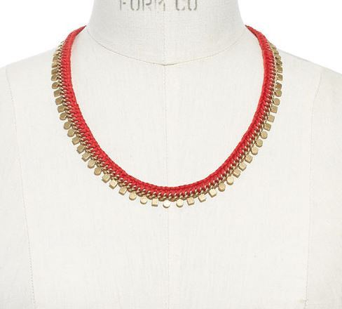 Madewell Red Braided Geo Chain Necklace Rusted Clay