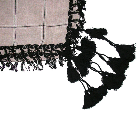Massimo Dutti Black Tassels Checked Scarf