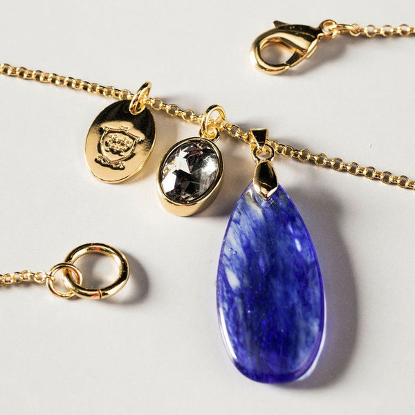Massimo Dutti Blue Stone Charm Necklace Closeup