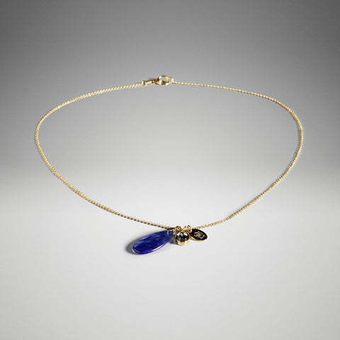 Massimo Dutti Blue Stone Charm Necklace Closeup
