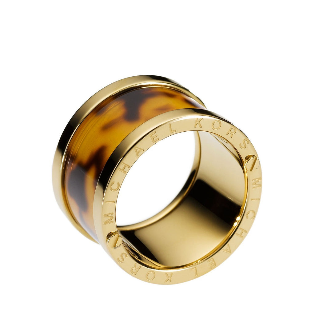 MICHAEL - KORS- Chunky- Barrel- Ring - tortoise and Gold tone