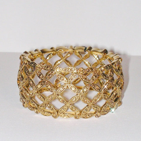 Monet Gold Plated Basket Weave Broad Stretch Bracelet