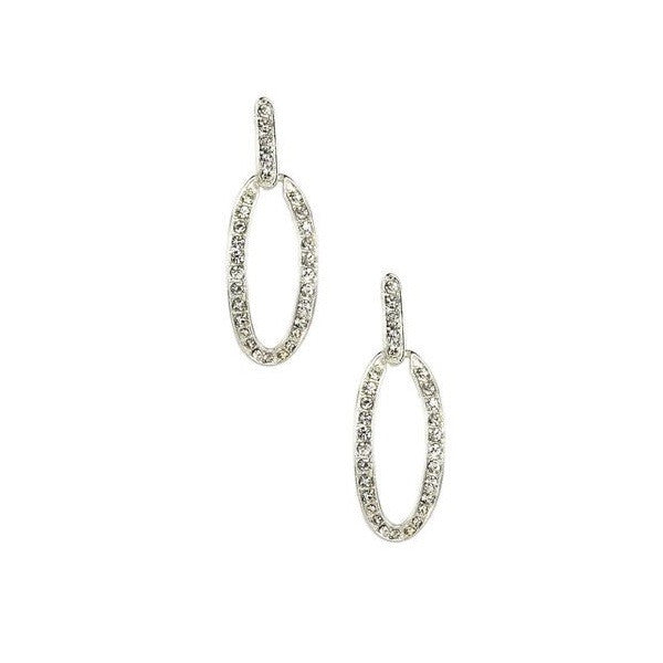Monet Silver Pave Link Drop Earrings