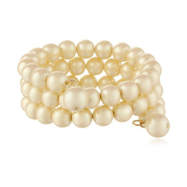 Monet Glass Pearl Coil Cuff Bracelet