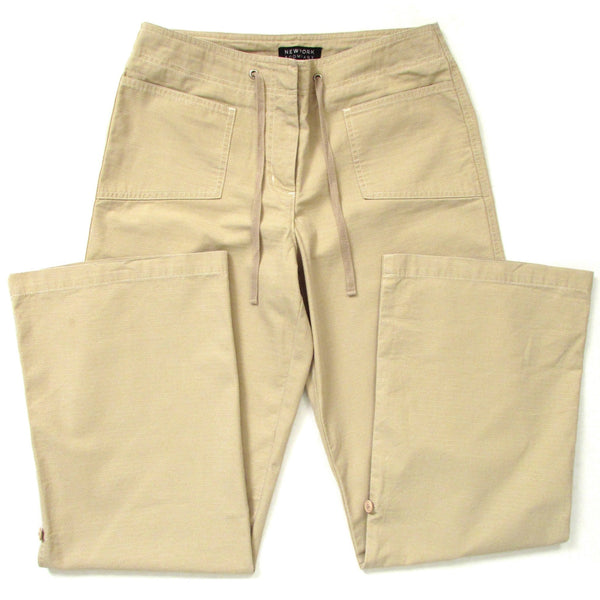 New York And Company Khaki Cargo Pants Legs Folded Front Look