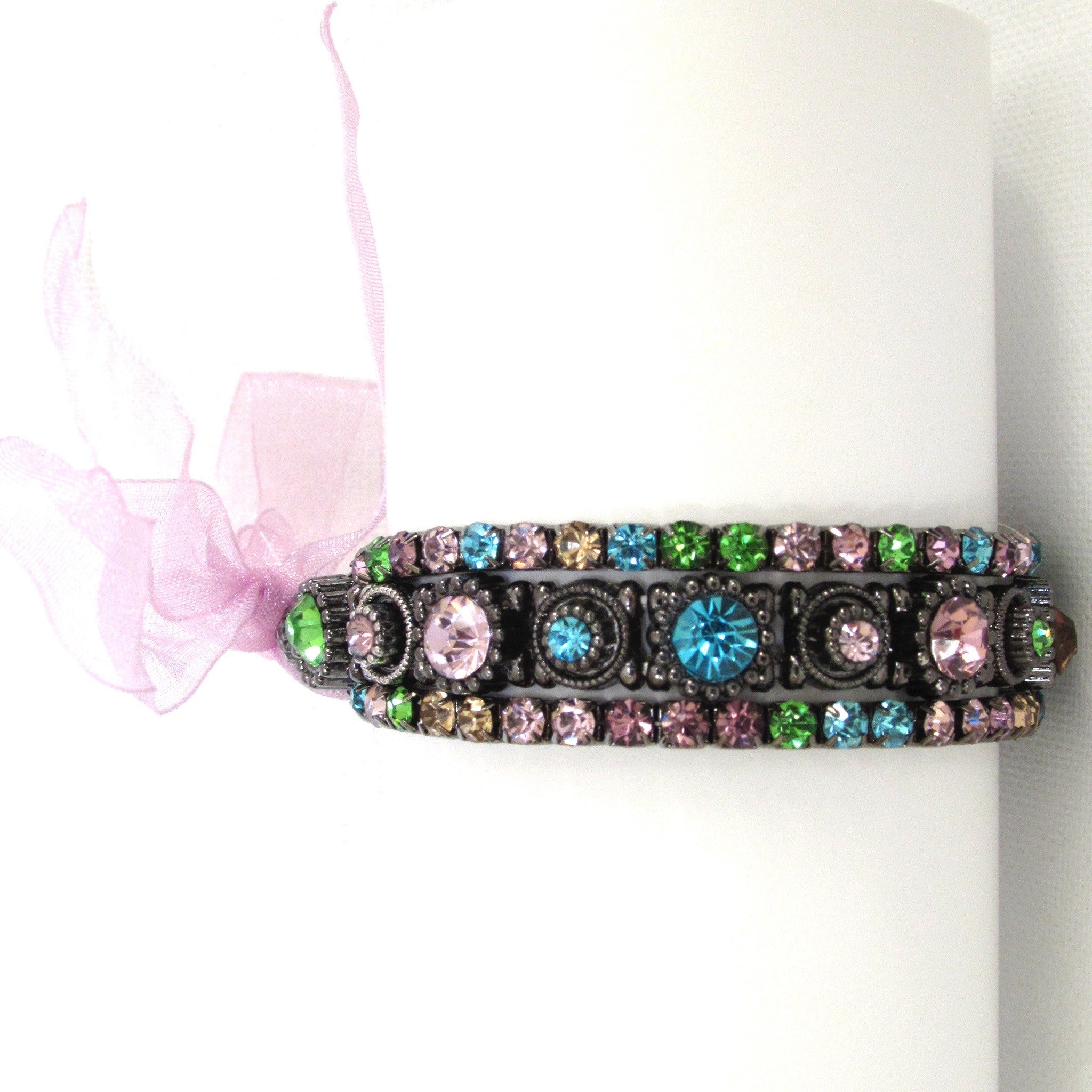 Pink Multi Trio  Stretch Bracelet Vertical View