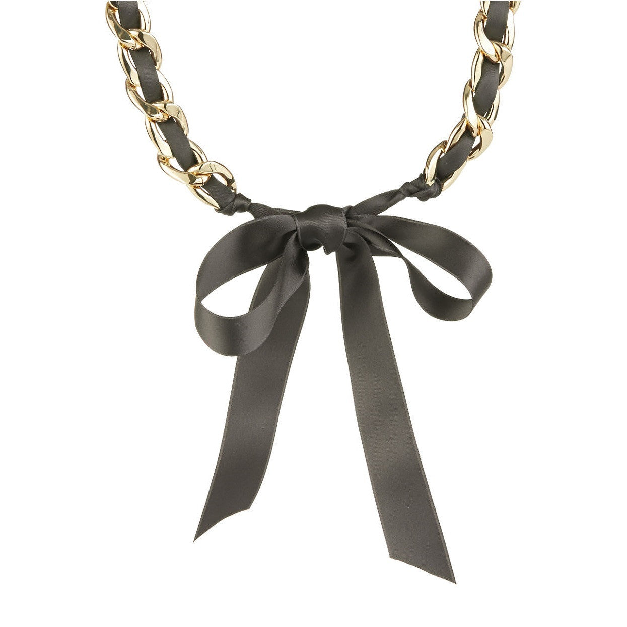 R.J. Graziano Black Ribbon Chain Necklace Tie View